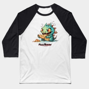 Cute Pizza Eating Monster Baseball T-Shirt